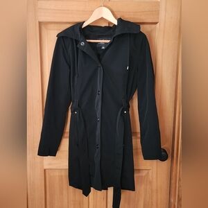 London Fog Black Trench Coat with Belt